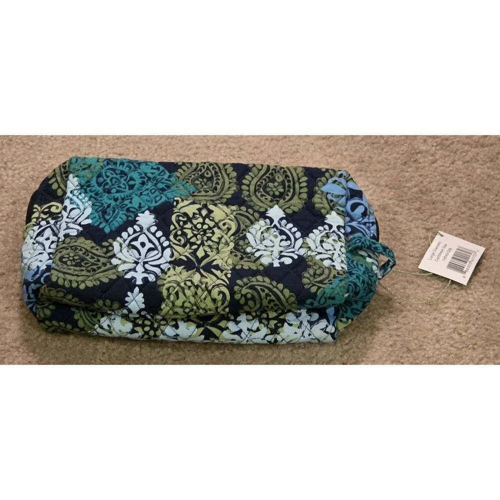 Vera Bradley Caribbean Sea Large Fabric Cosmetic Bag Zip Makeup Pouch 14542-G08